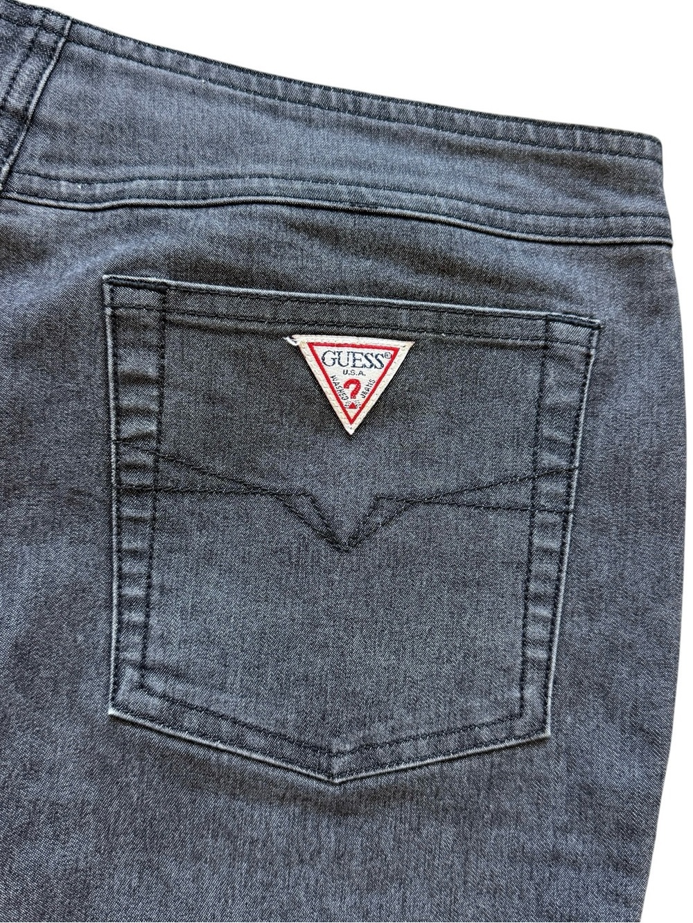 Guess Jeans Black Wash Flare Bootcut Stretch Denim Jeans 31 Y2K Low Rise Retro - Picture 12 of 13